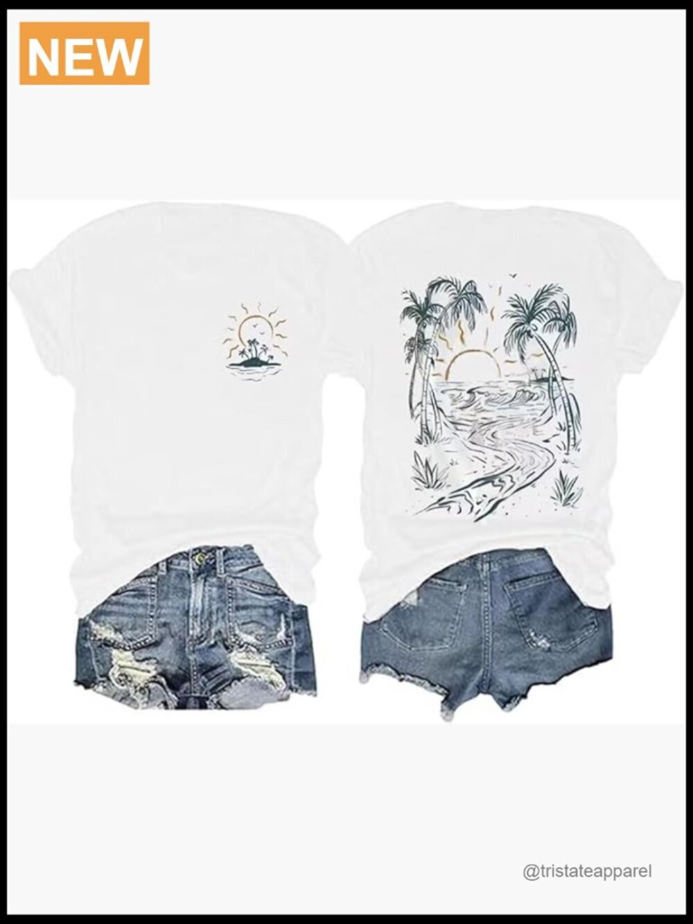 Vintage Moon Sun Graphic Tee Short Sleeve Hiking Camping T-Shirt